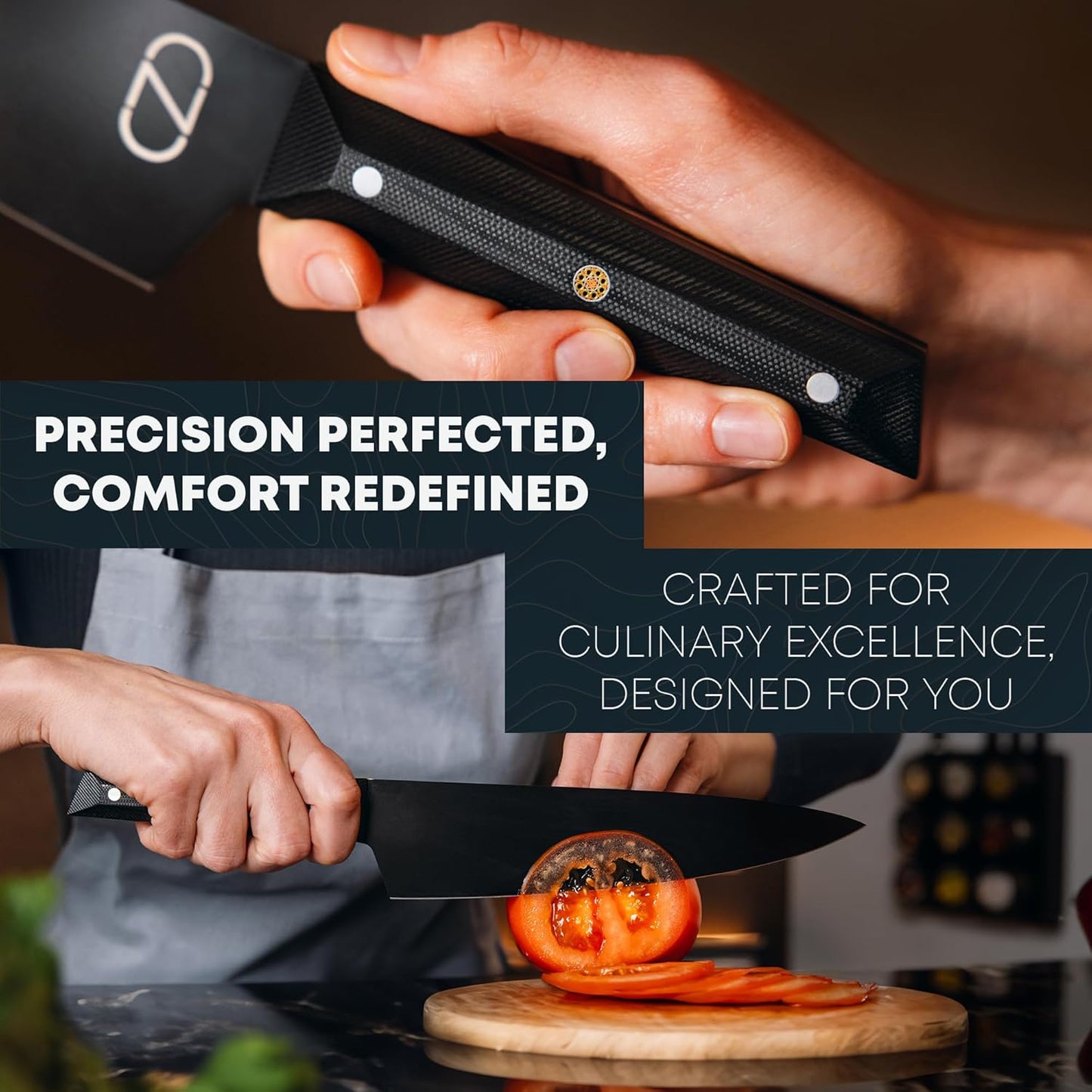 5-Piece Knife Set - 60 HRC Black Titanium Coated Steel
