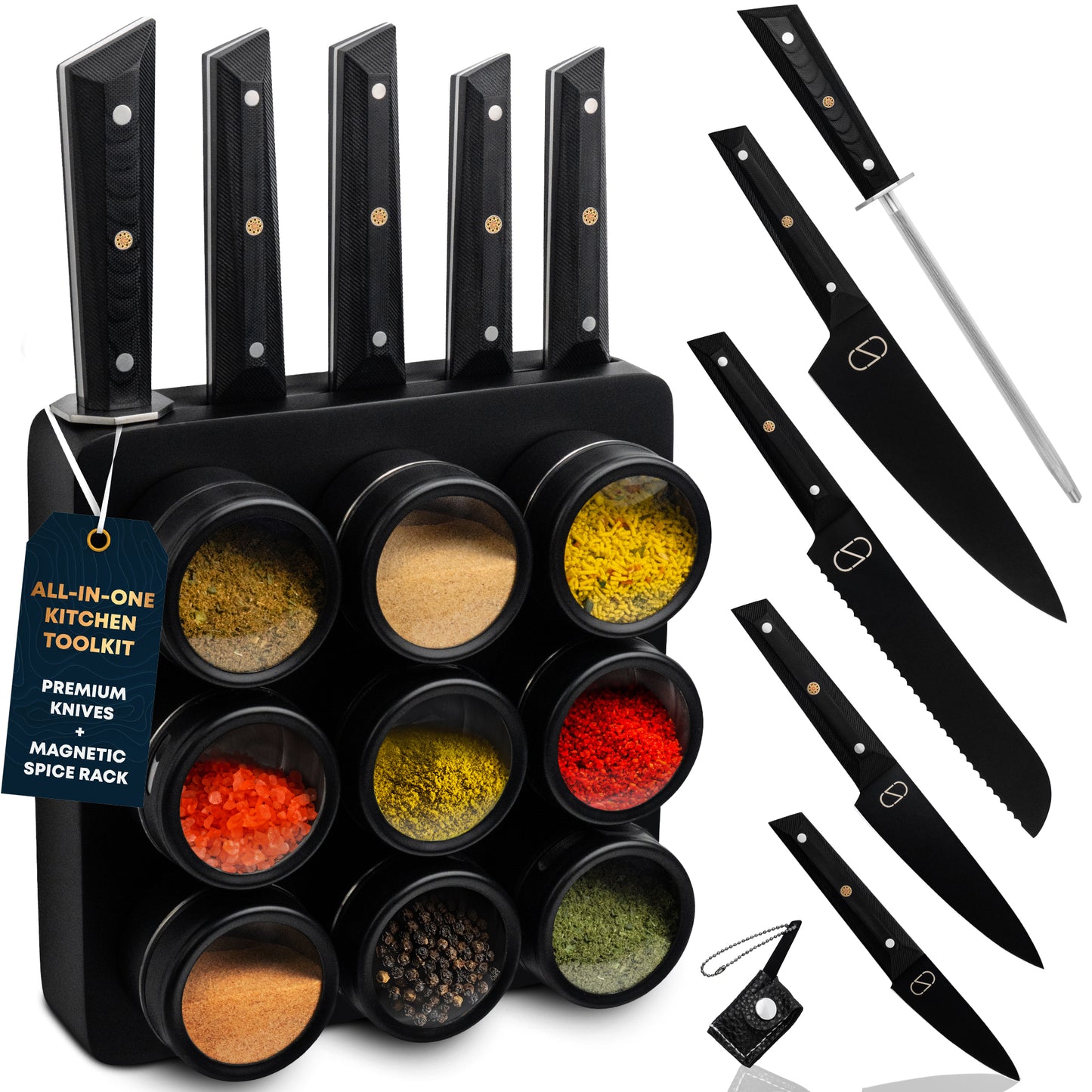 5-Piece Knife Set - 60 HRC Black Titanium Coated Steel