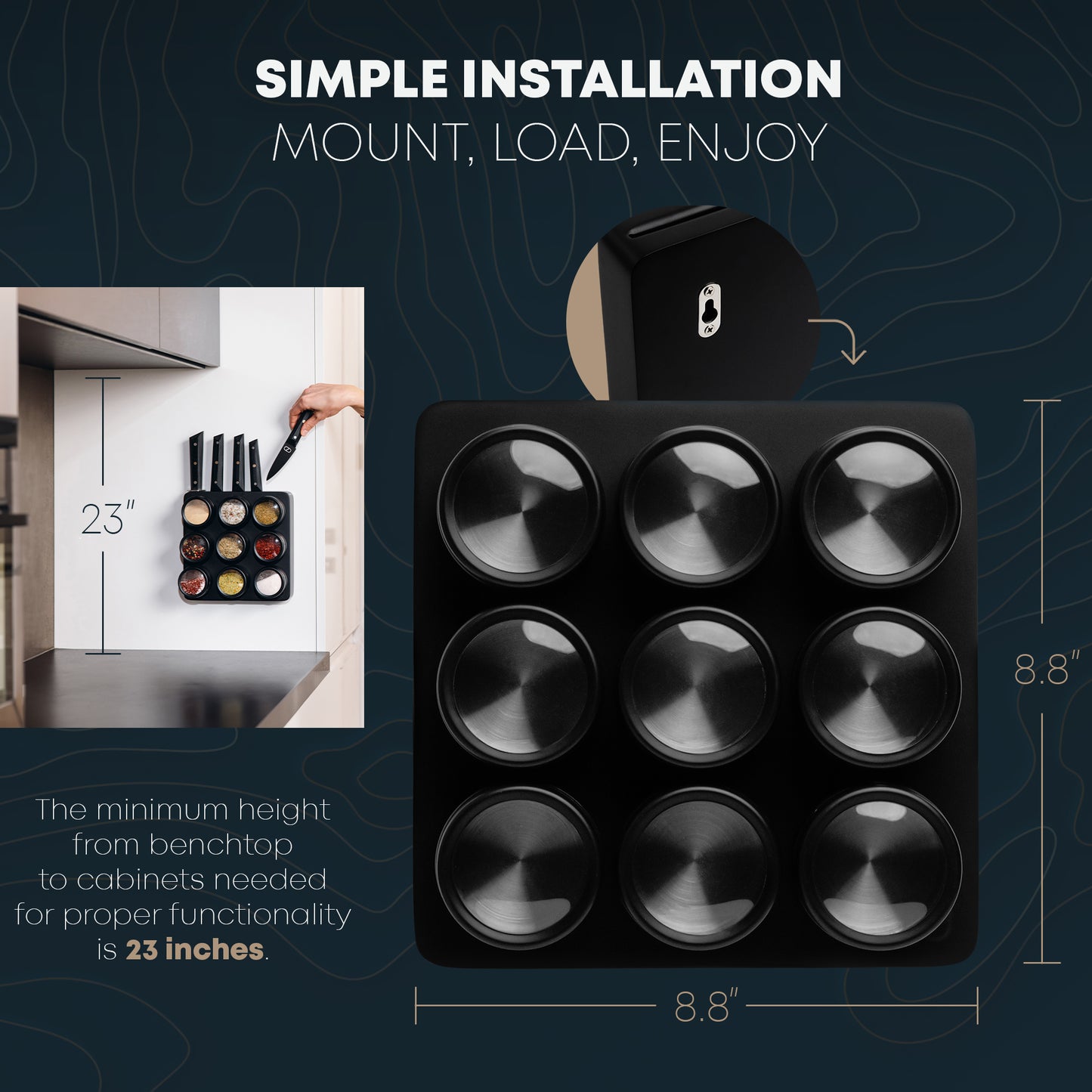 3-in-1 Magnetic Knife Block, 5 Piece Knife Set, Spice Rack Bundle