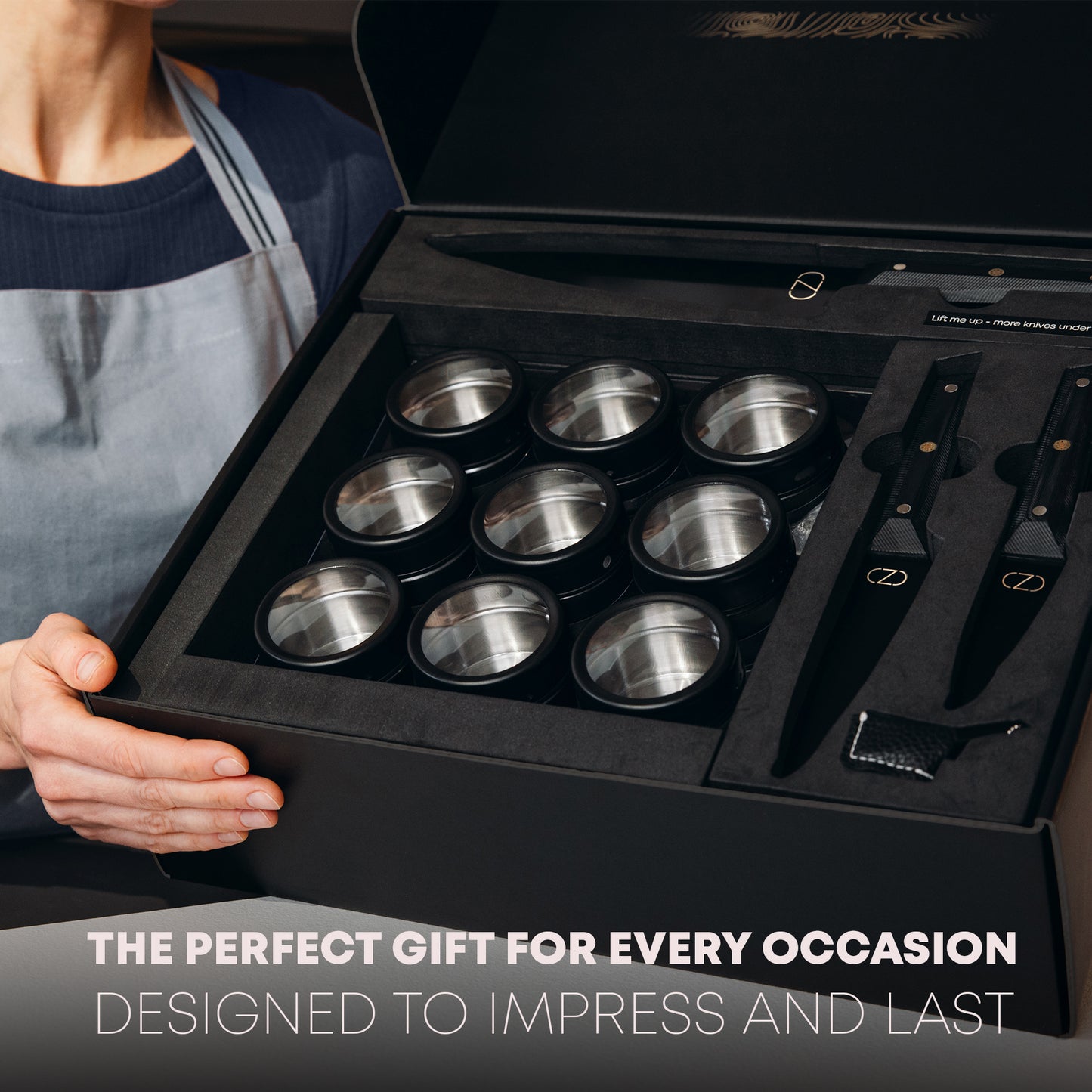 3-in-1 Magnetic Knife Block, 5 Piece Knife Set, Spice Rack Bundle